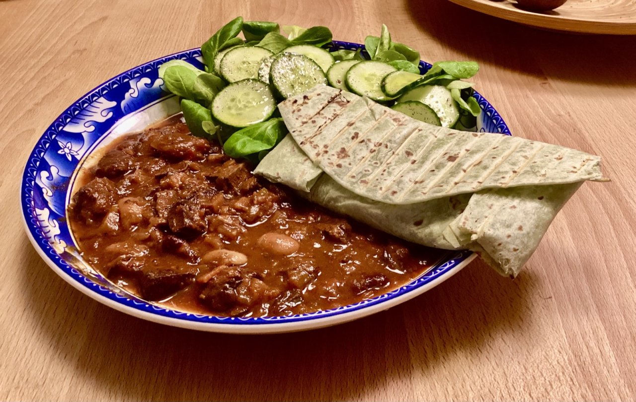 chili con carne, tortily