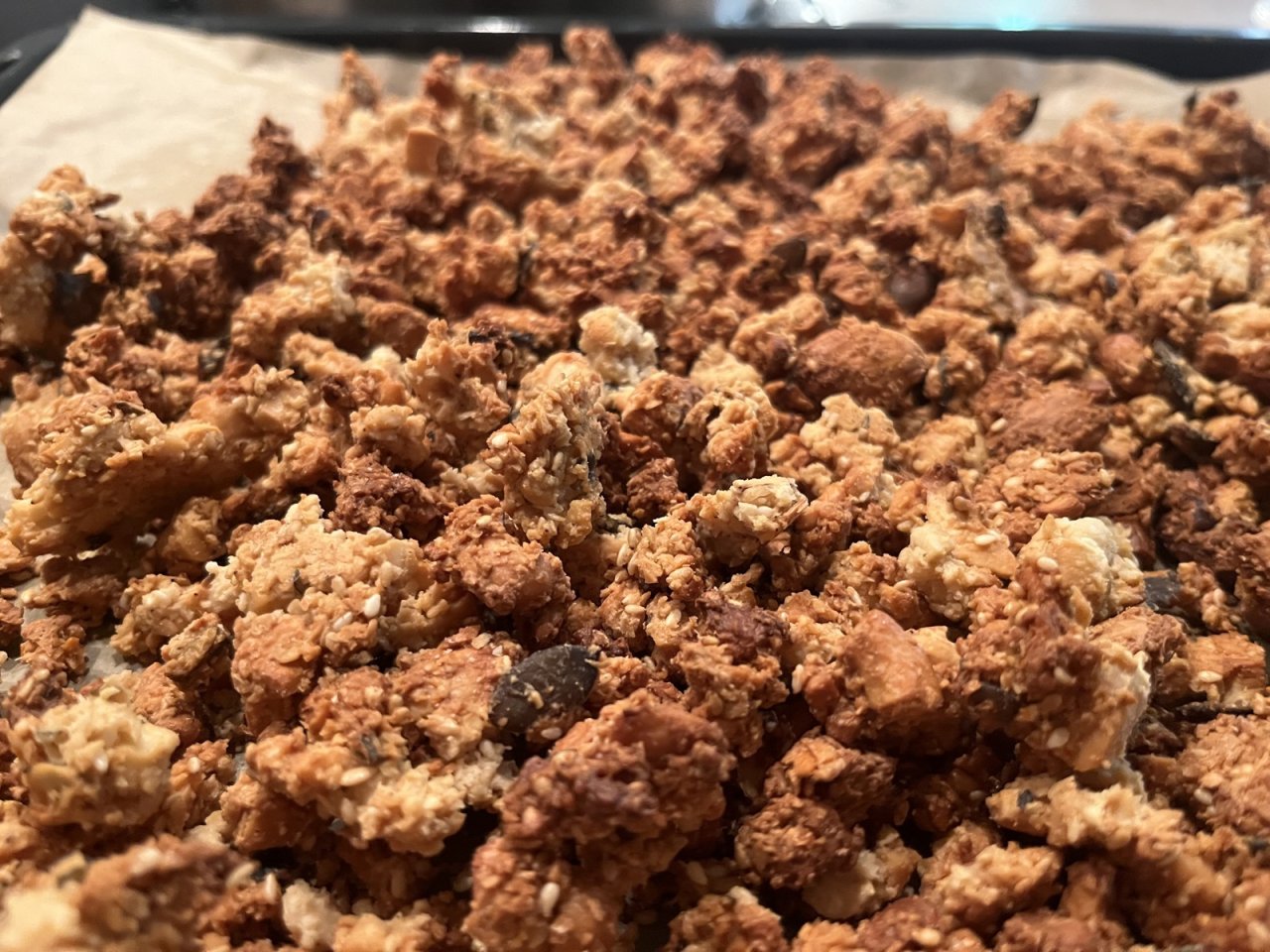 domácí lowcarb granola a oříšková čokoláda