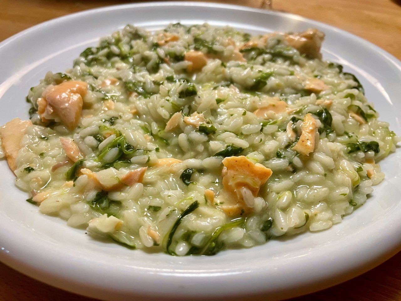 špenátové risotto s lososem