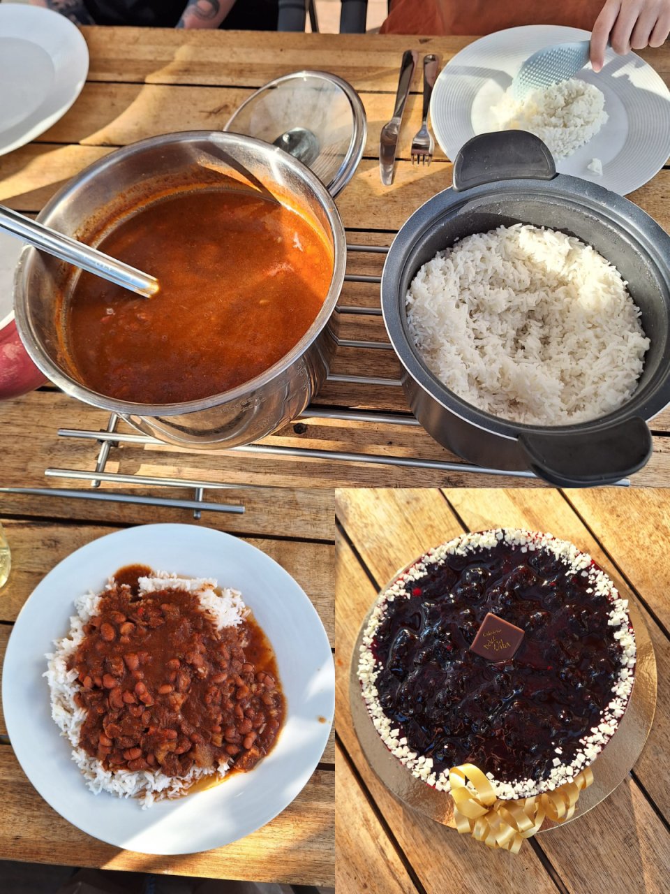 chili con carne + cheesecake