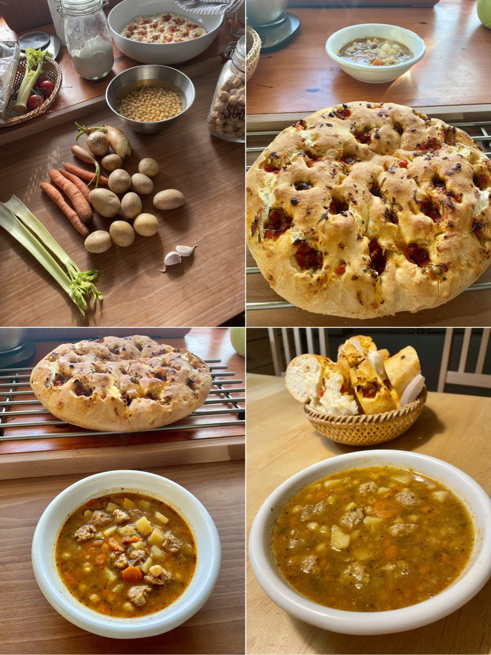 cizrnový eintopf, focaccia