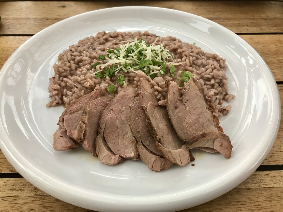 risotto, kachní prso
