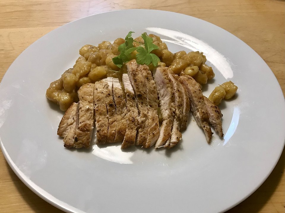 kuř. steak, gnocchi